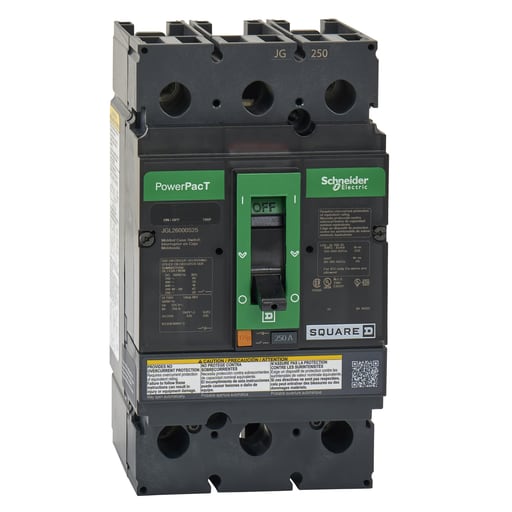 Square-D / Schneider - SQD JGL26000S25 AUTOMATIC SWITCH, POWERPACT J, 250A, 2 POLE, 600VAC, 18KA, LUGS, MAGNETIC