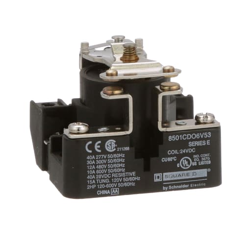 Square-D / Schneider - Square D 8501CDO6V53 24 VDC 30 Amp 1-Pole SPST 1NO Panel Mount DC Operated Power Relay