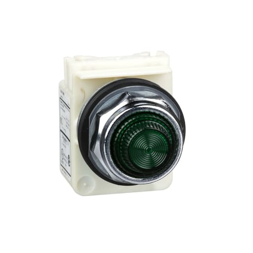 Square-D / Schneider - Square D 9001KP1G31 30 mm 120 VAC Green Lens Metal Bezel Standard Round Pilot Light