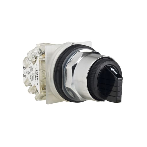 Square-D / Schneider - Square D 9001KS53BH13 30 mm 10 Amp 600 VAC/VDC 1NO 1NC 3-Position Round Knob Non-Illuminated Selector Switch