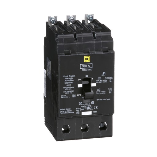 Square-D / Schneider - Square D EDB34100 480Y/277 Volt 100 Amp Miniature Circuit Breaker