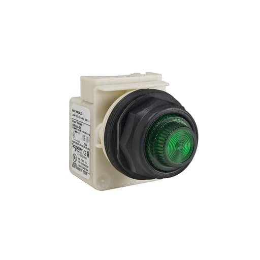 Square-D / Schneider - Square D 9001SKP38LGG31 30 mm 120 VAC/VDC Green Lens Plastic Bezel LED Standard Round Pilot Light