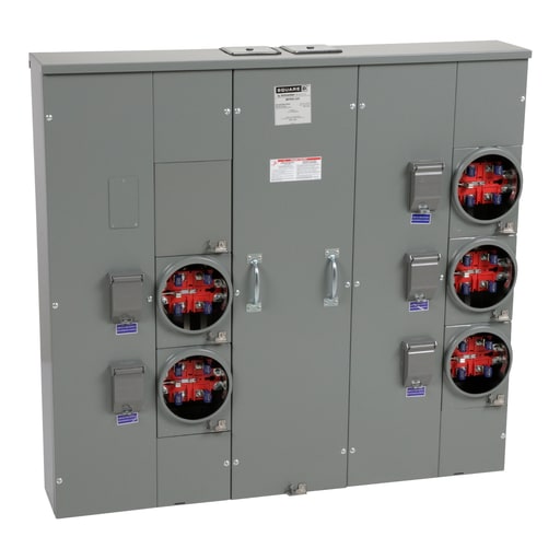 Square-D / Schneider - Square D MPR85200 800A Bus, 200A Max Breaker, 120/240VAC, 1P3W, 5-Socket, 5 Jaws, NEMA 3R Ringless Meter Center<br><font color="FF0000">Note: Installers Responsibility to Confirm Approved by Local Inspector</br></font>