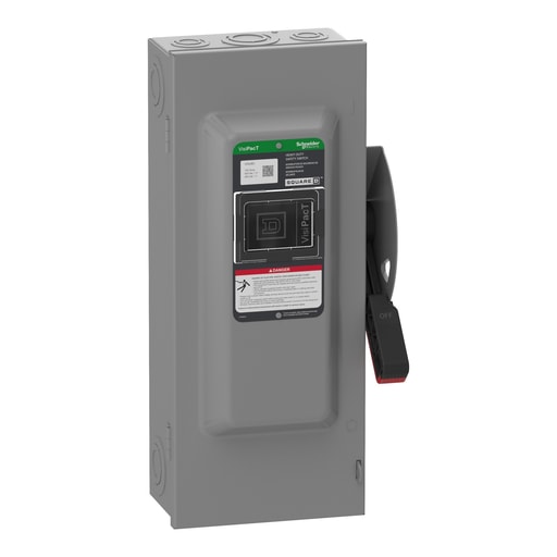 Square-D / Schneider - Square D VHU363 Safety Switch, Heavy Duty, Non-fusible, Viewing Window, NEMA 1, 600V, 100A, 3 Pole