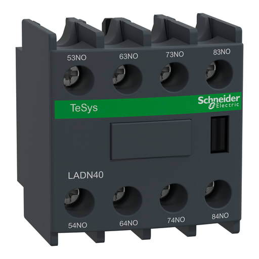 Square-D / Schneider - Square D LADN40 690 VAC 10 Amp 8-Pole 4NO Front Mount Screw Clamp Terminal Contactor Auxiliary Contact