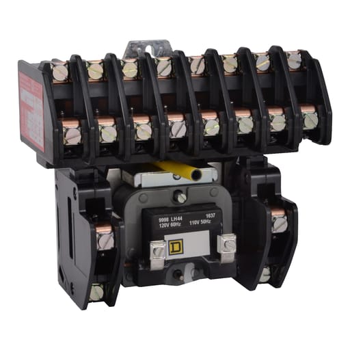 Square-D / Schneider - Square D 8903LO1000V02 110/120 VAC 30 Amp 10-Pole 10NO Open Type Electrically Held Lighting Contactor