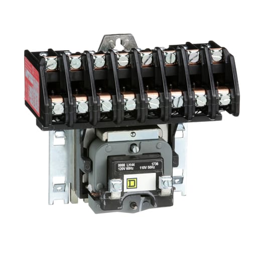 Square-D / Schneider - Square D 8903LO80V02 110/120 VAC 30 Amp 8-Pole 8NO Open Type Electrically Held Lighting Contactor