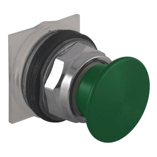 Square-D / Schneider - Square D 9001KR24GM 30 mm Green Body Metal Bezel Momentary Mushroom Round Non-Illuminated Push Button Operator