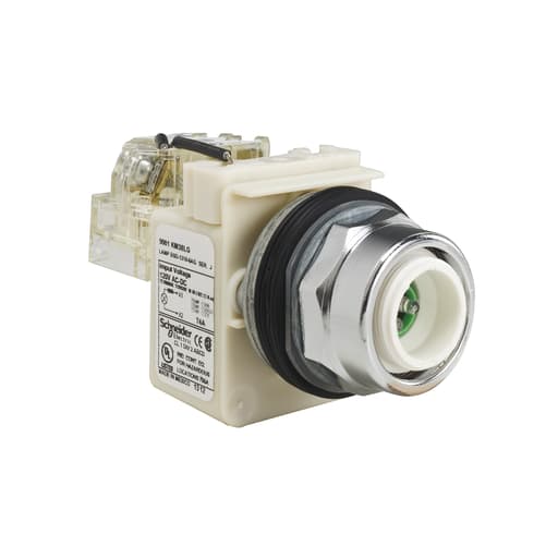 Square-D / Schneider - Square D 9001KT38LG 30 mm 120 VAC Green Lens Metal Bezel LED Push to Test Pilot Light
