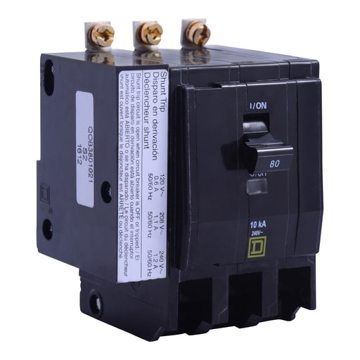 Square-D / Schneider - Square D QOB380VH1021 3-Pole 80 Amp 240 Volt Bolt-On Thermal Magnetic Miniature Circuit Breaker