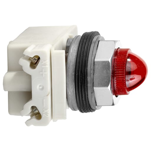 Square-D / Schneider - Square D 9001KP35R9 30 mm 24/28 VAC/VDC Red Lens Metal Bezel Incandescent Standard Octagonal Pilot Light