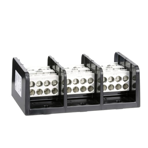 Square-D / Schneider - Square D 9080LBA365208 760 Amp 600 Volt 4 AWG to 500 MCM Primary Phenolic 3-Pole Standard Power Distribution Block