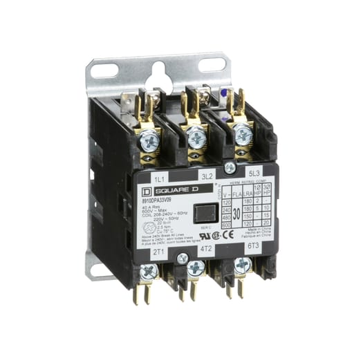 Square-D / Schneider - Square D 8910DPA33V09 208 to 240 VAC 30 Amp 3-Pole 3NO NEMA 1 Non-Reversing Definite Purpose Contactor
