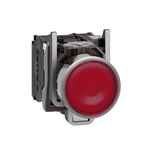 Square-D / Schneider - Square D XB4BW34B5 22 mm 24 VAC/VDC 18 mA 1NO 1NC Red Round Momentary Flush Illuminated Push Button