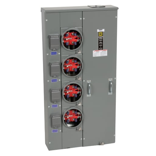 Square-D / Schneider - Square D MPR44125 400A Bus, 125A Max Breaker, 120/240VAC, 1P3W, 4-Socket, 5 Jaws, NEMA 3R Ringless Meter Center<br><font color="FF0000">Note: Installers Responsibility to Confirm Approved by Local Inspector</br></font>
