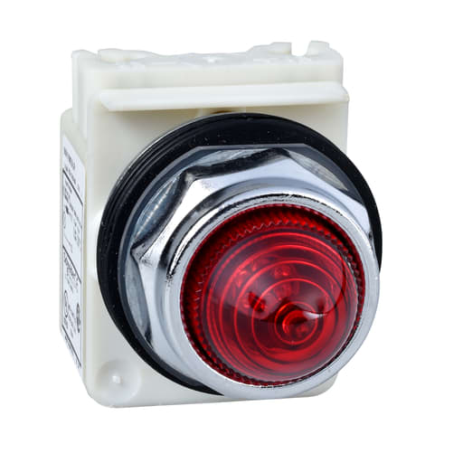 Square-D / Schneider - Square D 9001KP7R9 30 mm 220/240 Volt Red Lens Metal Bezel Incandescent Standard Octagonal Pilot Light