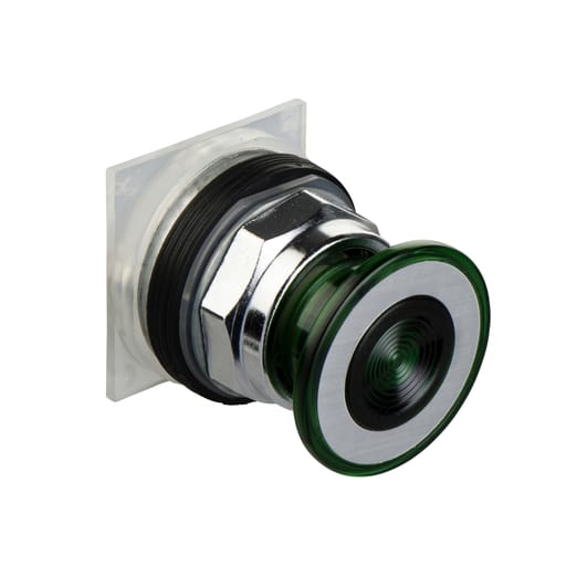 Square-D / Schneider - Square D 9001KR9G 30 mm Green Body Chrome Plated Metal Bezel 2-Position Mushroom Non-Illuminated Push-Pull Operator