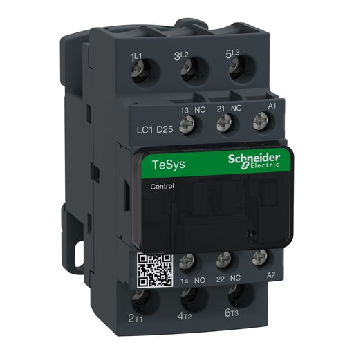 Square-D / Schneider - Square D LC1D25G7 600 VAC 25 Amp 3-Pole 1NO 1NC Screw Terminal Full Voltage Non-Reversing IEC Contactor
