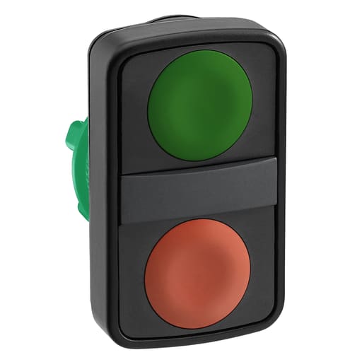 Square-D / Schneider - Square D ZB5AA7340 PLASTIC FLUSH TWO BUTTON GREEN