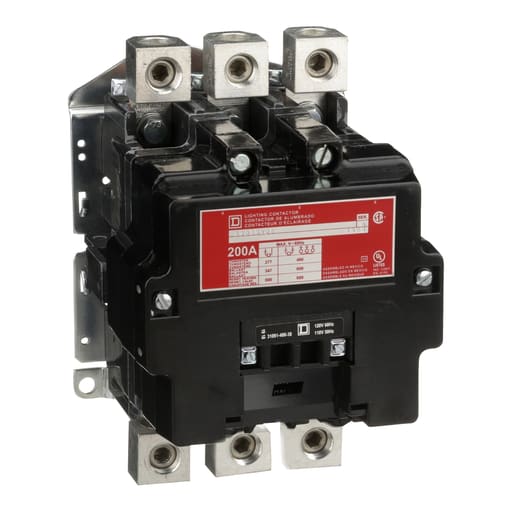 Square-D / Schneider - Square D 8903SVO2V02 110/120 VAC 200 Amp 3-Pole Open Type Electrically Held Lighting Contactor