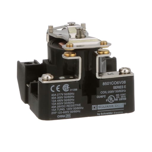 Square-D / Schneider - Square D 8501CO6V08 208 VAC 30 Amp 1-Pole SPST 1NO Panel Mount AC Operated Power Relay