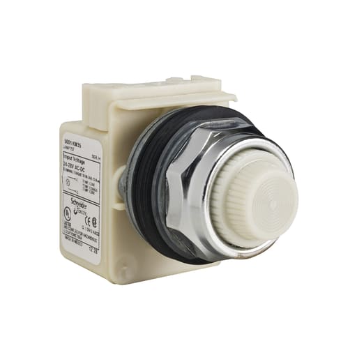 Square-D / Schneider - Square D 9001KP35W31 30 mm 24/28 VAC/VDC White Lens Metal Bezel Standard Round Pilot Light