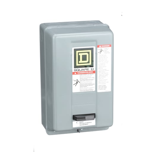 Square-D / Schneider - Square D 8536SAG12V03 Type-S Non-Reversing Motor Starter, Size 00, 9A 3Pole 3Phase, Melting Alloy, 240VAC Coil, NEMA-1