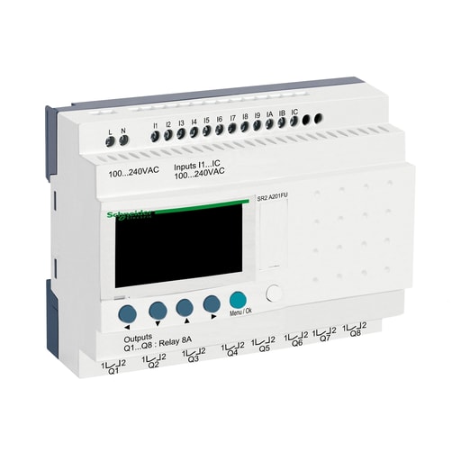 Square-D / Schneider - Square D SR2A201FU 100 to 240 VAC 20-I/O PLC Compact Smart Relay