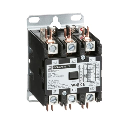Square-D / Schneider - Square D 8910DPA43V14 24 VAC 40 Amp 3-Pole 3NO NEMA 1 Non-Reversing Definite Purpose Contactor