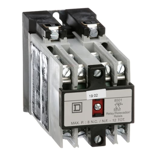 Square-D / Schneider - Square D 8501XO60V02 110/120 VAC 10/5 Amp 6-Pole 6NO Panel Mount AC Operated Control Relay