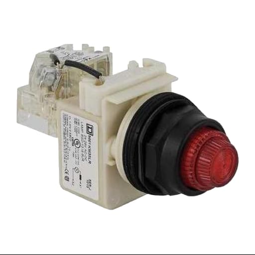Square-D / Schneider - Square D 9001KT35LRR31 30.5 mm 120 VAC Red Lens Metal Bezel LED Push to Test Pilot Light