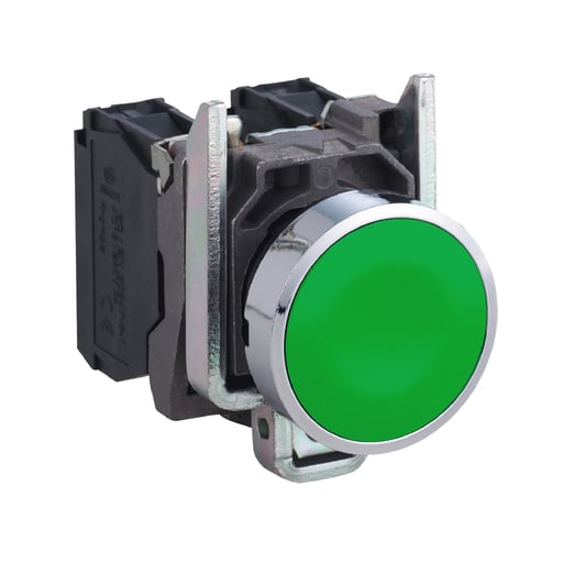 Square-D / Schneider - Square D XB4BA35 22 mm 600 VAC 1.2 Amp 1NO 1NC Green Round Momentary Flush Non-Illuminated Push Button