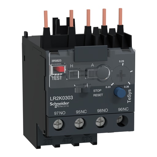 Square-D / Schneider - Square D LR2K0303 600 Volt 0.36 Amp 3-Pole 1NO 1NC Bi-Metallic Screw Clamp Terminal Thermal Overload Relay