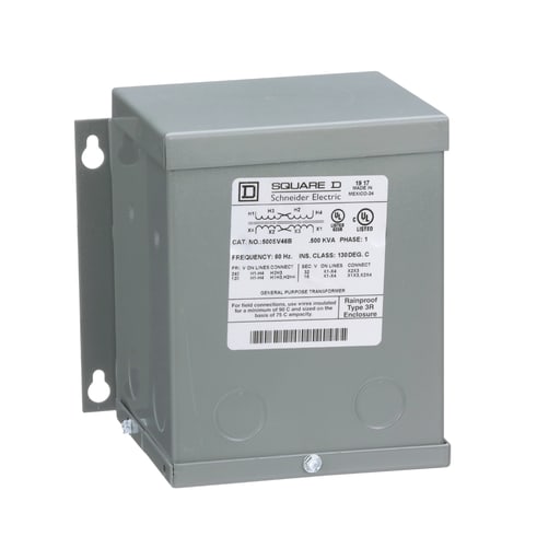 Square-D / Schneider - Square D 500SV46B 0.5 kVa 120 x 240 VAC Primary 16/32 VAC Secondary Dry Type Buck and Boost Transformer