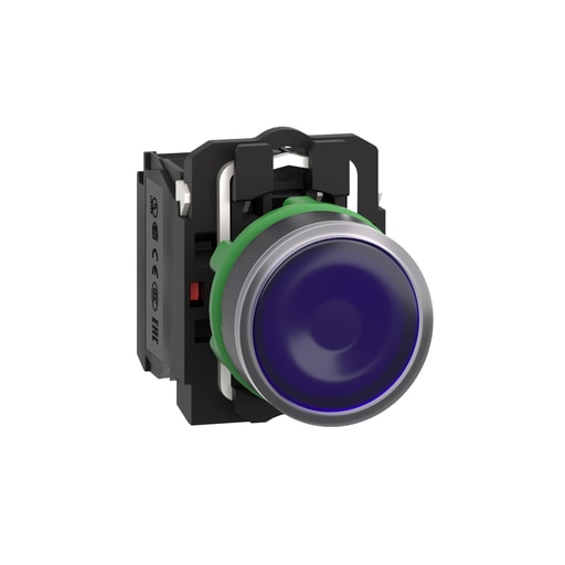 Square-D / Schneider - Square D XB5AW36B5 22 mm 24 VAC/VDC 18 mA 1NO 1NC Blue Round Momentary Flush Illuminated Push Button