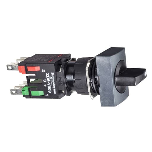 Square-D / Schneider - Square D XB6DD225B 16 mm 1.5 Amp 240 VAC 1NO 1NC 2-Position Maintained Knob Non-Illuminated Selector Switch