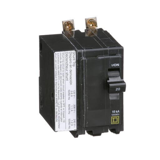 Square-D / Schneider - Square D QOB2201021 120/240 Volt 20 Amp Miniature Circuit Breaker