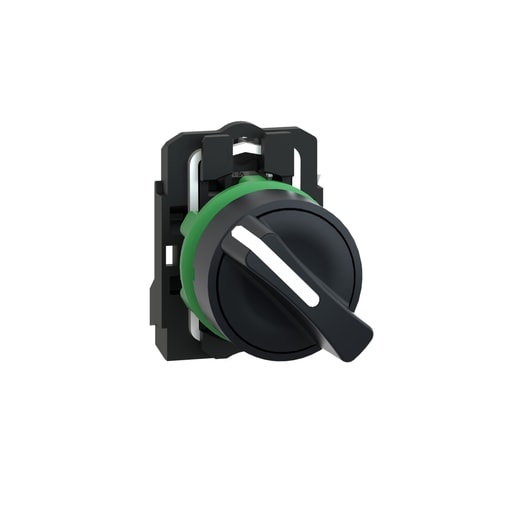 Square D XB5AD21 22 mm 1.2 Amp 600 VAC 1NO 2-Position Maintained Round Knob Non-Illuminated Selector Switch