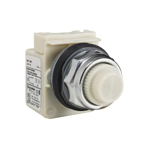 Square-D / Schneider - Square D 9001KP1W31 30 mm 120 VAC White Lens Metal Bezel Standard Round Pilot Light