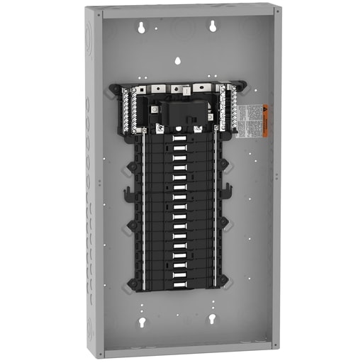 Square-D / Schneider - Square D QO132M100P 100A 120/240V 1phase Convertible Main Breaker Load Center, Plug-On Neutral, 32 Spaces / 38 Circuits, NEMA-1, Gray
