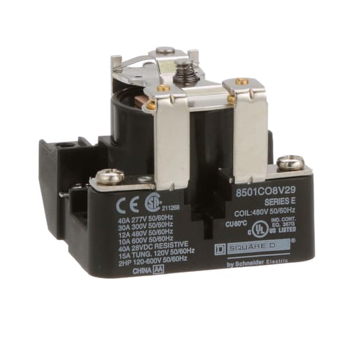 Square-D / Schneider - Square D 8501CO8V29 480 VAC 30 Amp 1-Pole SPST 1NC Panel Mount AC Operated Power Relay