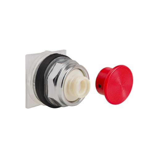 Square-D / Schneider - Square D 9001KR24R 30 mm Red Body Metal Bezel Momentary Mushroom Round Non-Illuminated Push Button Operator