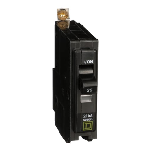 Square-D / Schneider - Square D QOB125VH 1-Pole 25 Amp 120/240 Volt Bolt-On Thermal Magnetic Miniature Circuit Breaker