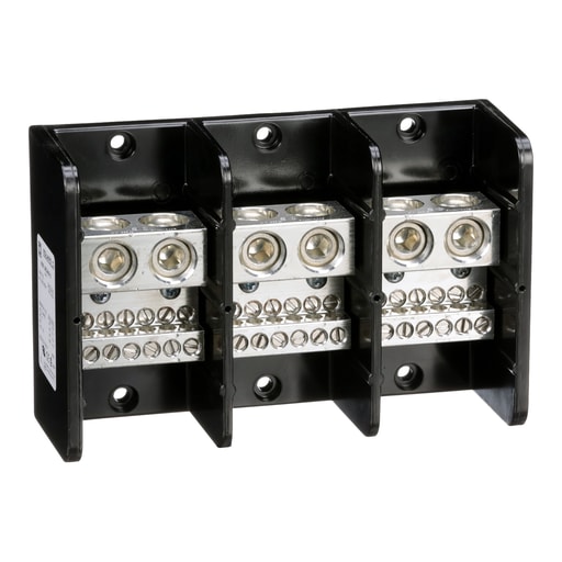Square-D / Schneider - Square D 9080LBC365212 760 Amp 600 Volt 4 AWG to 500 MCM Primary Phenolic 3-Pole Standard Power Distribution Block