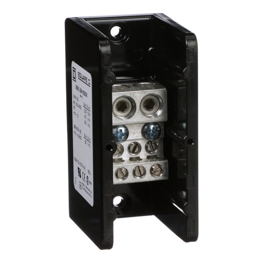 Square-D / Schneider - Square D 9080LBA163206 350 Amp 600 Volt 14 to 2/0 AWG Primary Phenolic 1-Pole Standard Power Distribution Block