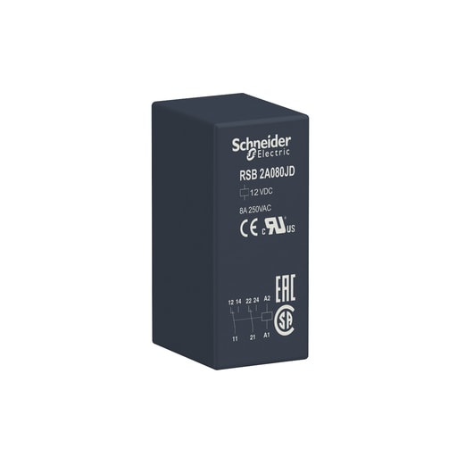 Square-D / Schneider - Square D RSB2A080JD interface Plug, PLUG-IN RELAY 250VAC 8AMP RSB