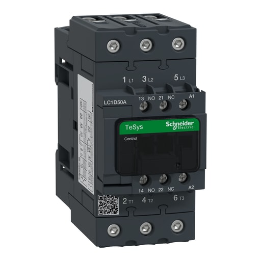 Square-D / Schneider - Square D LC1D50AB7 24 VAC 50 Amp 3-Pole 1NO 1NC Screw Terminal Full Voltage Non-Reversing IEC Contactor