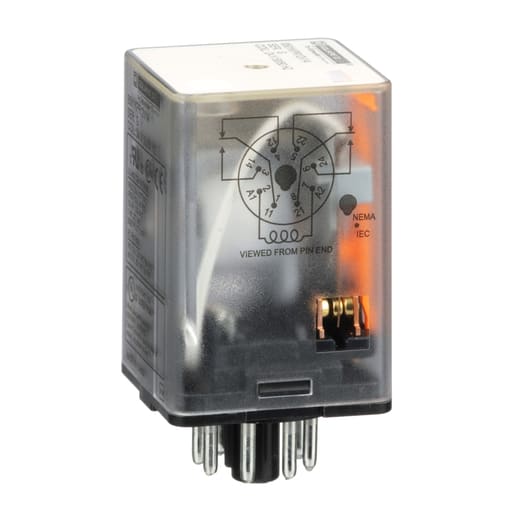 Square-D / Schneider - Square D 8501KPR12V14 24 VAC 10 Amp DPDT 2CO AC Operated Plug-In Relay