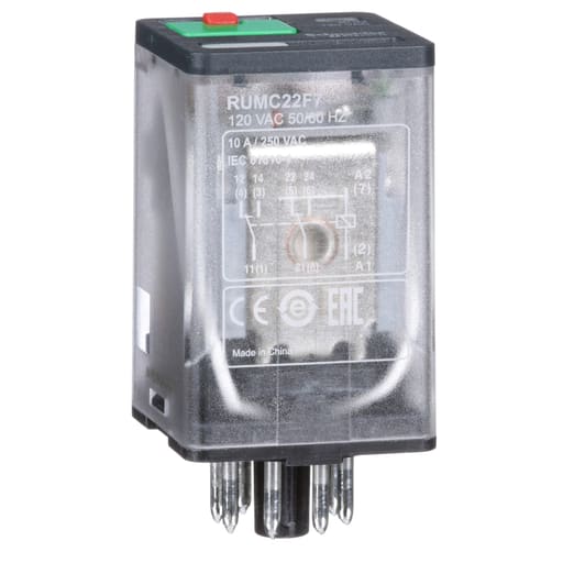Square-D / Schneider - Square D RUMC22F7 120 VAC 10 Amp 2CO Din Rail/Panel Mount Plug-In Relay