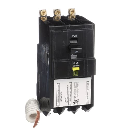 Square-D / Schneider - Square D QOB320GFI 3-Pole 20 Amp 120/240 Volt Ground Fault Miniature Circuit Breaker
